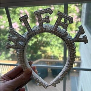 Pearl Embellished Wifey Headband